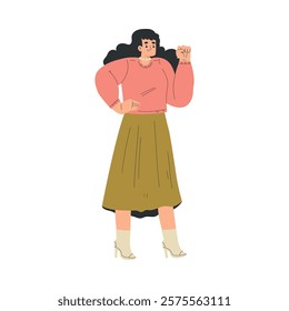 Strong Woman Character Have Power as Feminism Vector Illustration