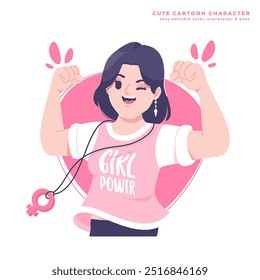 strong woman character illustration design