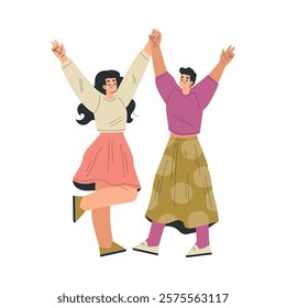 Strong Woman Character Together Hold Hands Have Power as Feminism Vector Illustration