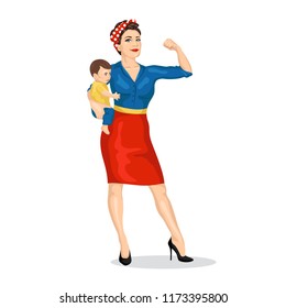 Strong woman with child 