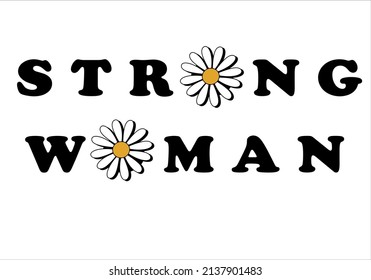 strong woman daisy flower vector design