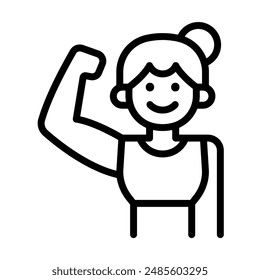 Strong woman icon in thin line style Vector illustration graphic design 