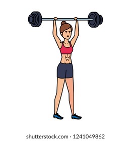 Strong Woman Lifting Weight Stock Vector (Royalty Free) 1241049862