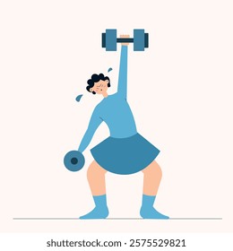 A strong woman lifting weightlifting