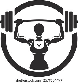 Strong woman Lifting Weights, Symbol of Strength and Fitness