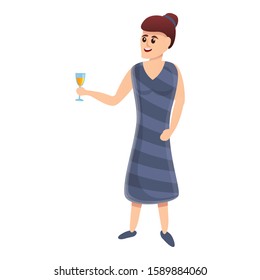 Strong woman office party icon. Cartoon of strong woman office party vector icon for web design isolated on white background