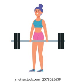 Strong woman performing barbell squats