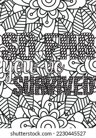  Strong woman quotes Flower Coloring Page For Adult.