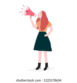 Strong woman shouting out her message vector