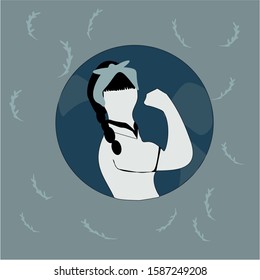 Strong woman symbol of female power woman rights protest feminism. Vector colorful illustration in modern style. We Can Do It poster