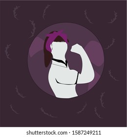 Strong woman symbol of female power woman rights protest feminism. Vector colorful illustration in modern style. We Can Do It poster