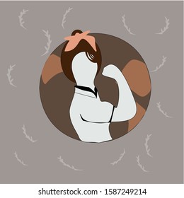 Strong woman symbol of female power woman rights protest feminism. Vector colorful illustration in modern style. We Can Do It poster