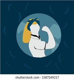 Strong woman symbol of female power woman rights protest feminism. Vector colorful illustration in modern style. We Can Do It poster