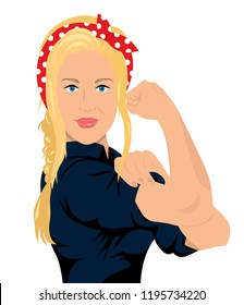 strong woman we can do it flat design isolated on white background