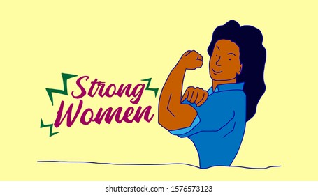 strong women background with women illustration, vector in eps10