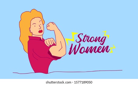 strong women background with women illustration, vector in eps10