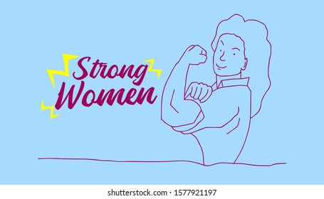 strong women background with women illustration, vector in eps10