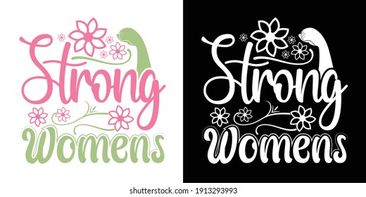 Strong Women's Printable Text Vector Illustration