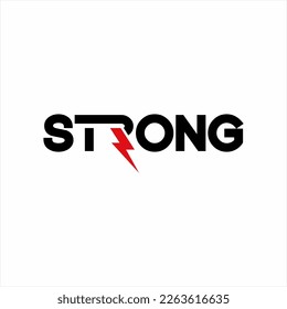 Strong word design with Thunderbolt symbol.