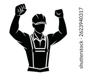 Strong worker silhouette vector illustration 