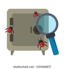 Strongbox with bugs and magnifying glass