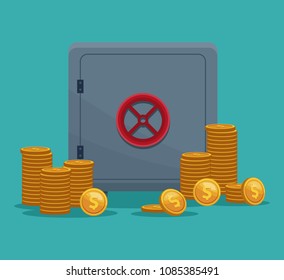 Strongbox with coins