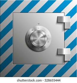 strongbox with Combination Lock isolated on white background. Security vector sign