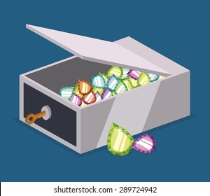 Strongbox design over blue background, vector illustration.