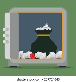 Strongbox design over green background, vector illustration.