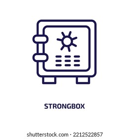 strongbox icon from cryptocurrency collection. Thin linear strongbox, bank, business outline icon isolated on white background. Line vector strongbox sign, symbol for web and mobile