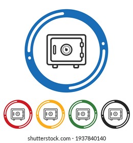 Strongbox icon set. flat design vector illustration in 5 colors options for webdesign
