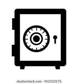 Strongbox isolated flat icon in black and white icons, vector illustration graphic.