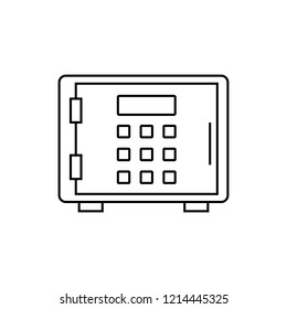 Strongbox line icon, outline vector sign, linear pictogram isolated on white. In room safe symbol, logo illustration