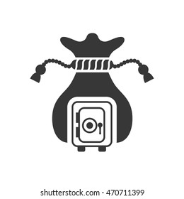 strongbox money bag financial commerce icon. Flat and Isolated design. Vector illustration