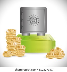 strongbox with money design, vector illustration 10 eps graphic