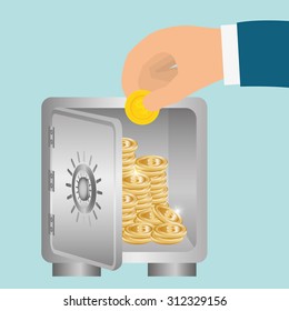 strongbox with money design, vector illustration 10 eps graphic