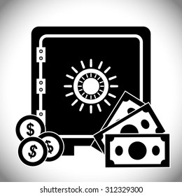 strongbox with money design, vector illustration 10 eps graphic