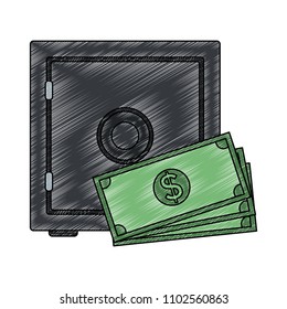 Strongbox with money scribble
