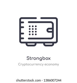strongbox outline icon. isolated line vector illustration from cryptocurrency economy collection. editable thin stroke strongbox icon on white background