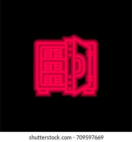 Strongbox red glowing neon ui ux icon. Glowing sign logo vector