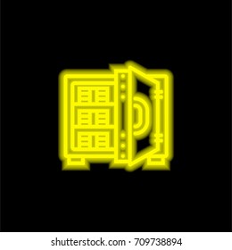 Strongbox yellow glowing neon ui ux icon. Glowing sign logo vector