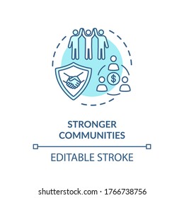 Stronger community concept icon. Cooperation between working colleagues. Unity of people. Successful teamwork idea thin line illustration. Vector isolated outline RGB color drawing. Editable stroke