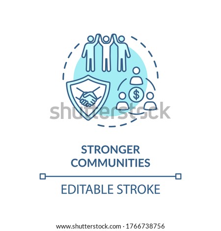 Stronger community concept icon. Cooperation between working colleagues. Unity of people. Successful teamwork idea thin line illustration. Vector isolated outline RGB color drawing. Editable stroke