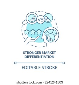 Stronger market differentiation blue concept icon. Market segmentation benefit abstract idea thin line illustration. Isolated outline drawing. Editable stroke. Arial, Myriad Pro-Bold fonts used