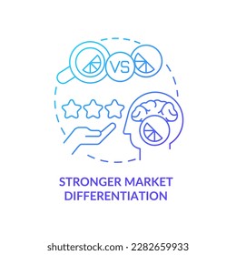 Stronger market differentiation blue gradient concept icon. Competitors. Market segmentation benefit abstract idea thin line illustration. Isolated outline drawing. Myriad Pro-Bold font used