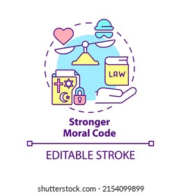 Stronger moral code concept icon. Set of norms. Social institutions advantage abstract idea thin line illustration. Isolated outline drawing. Editable stroke. Arial, Myriad Pro-Bold fonts used