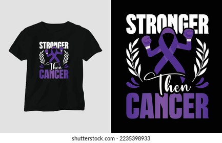 más fuerte que el cáncer - Diseño de camisetas del Día Mundial del Cáncer con Cinta, Puño, Amor, Mariposa y citas motivacionales