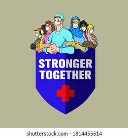 Stronger Together, Covid-19/Coronavirus Motivational Quotes Vector Poster 