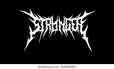 Stronger, typography vector in a striking and stiff touch dark metal font style lettering. for t-shirt print apparel, sticker, poster, logo and more