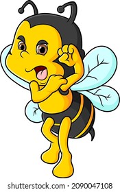 The strongest bee is ready to fight and angry of illustration